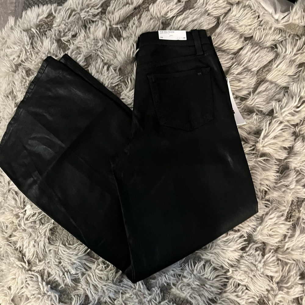 JOES THE MIA PETITE HIGH RISE WIDE LEG COATED JEANS IN BLACK SIZE 26 - Picture 5 of 7